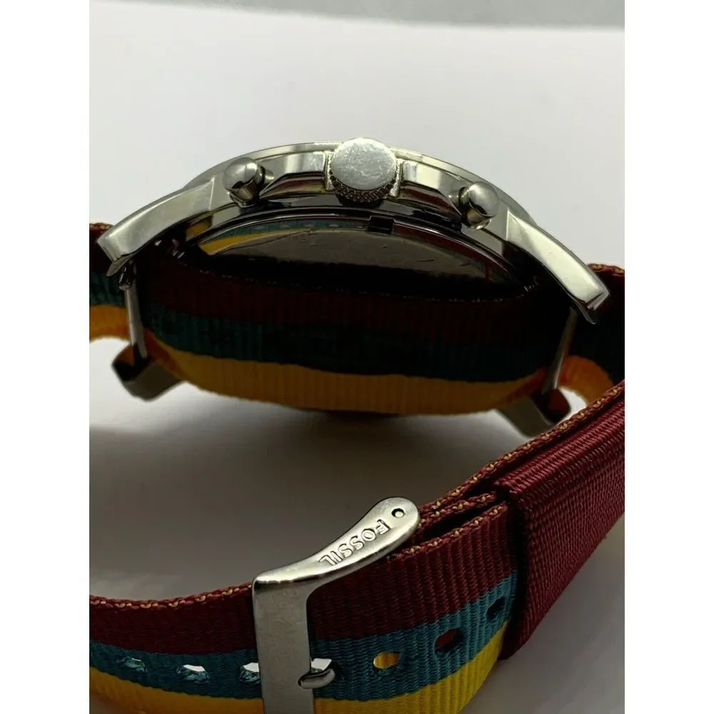 Fossil FS4736 Men's Multicolor Fabric Analog Black Dial Quartz Wrist Watch OJ54